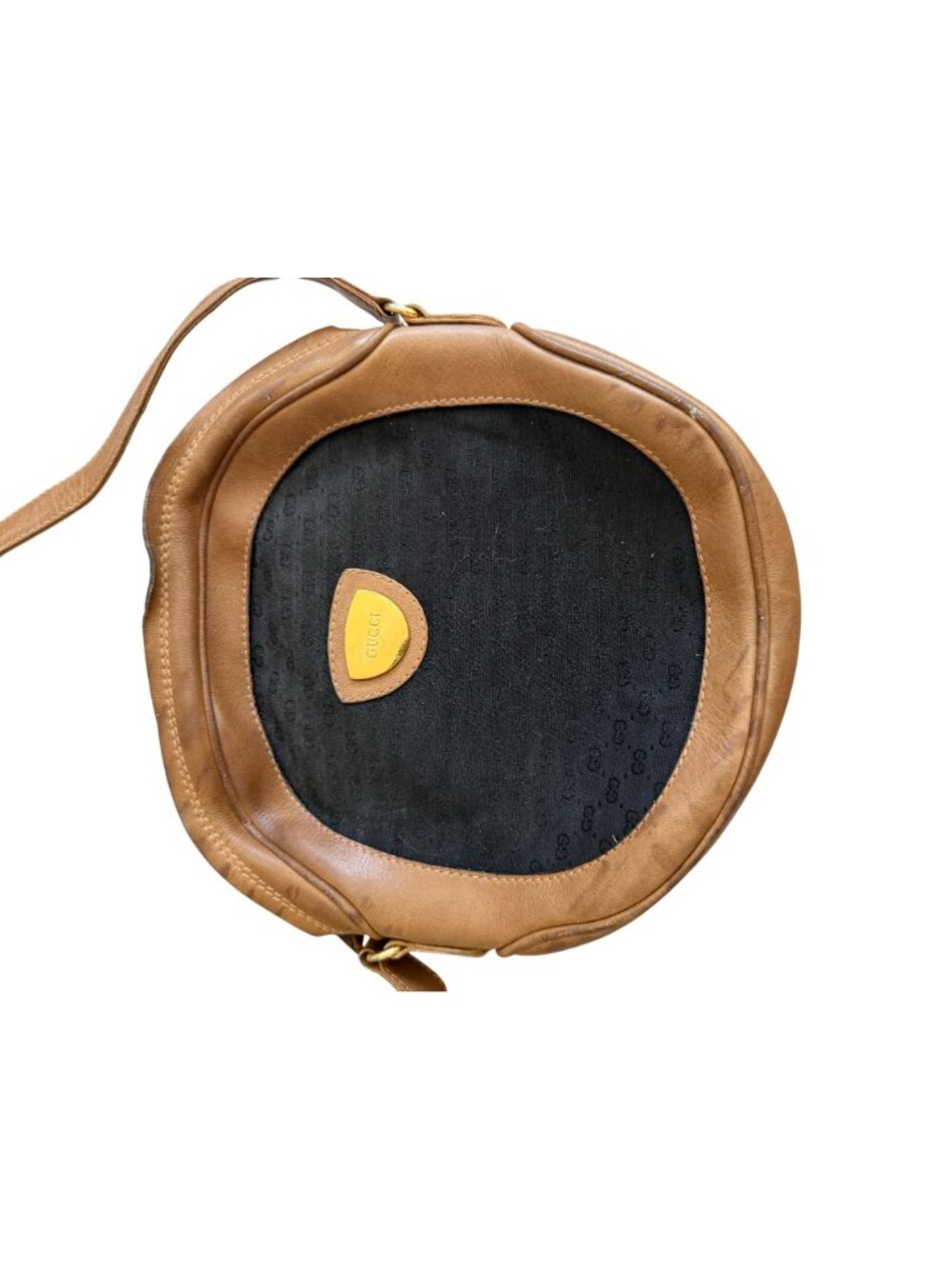 GUCCI Vintage Black Brown Leather Circle Crossbody Bag - Picture 16 of 16